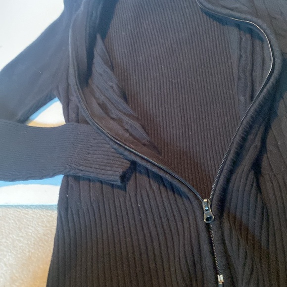 Vintage Contact New York Heavy Black Ribbed Zip-up Hooded Cardigan - Picture 4 of 5